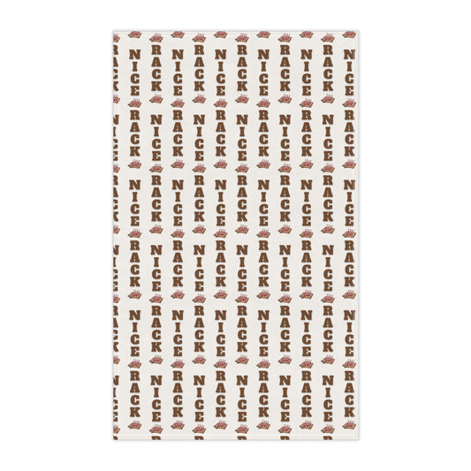 Funny BBQ kitchen towel Nice Rack tea towel for rib masters and grill enthusiasts