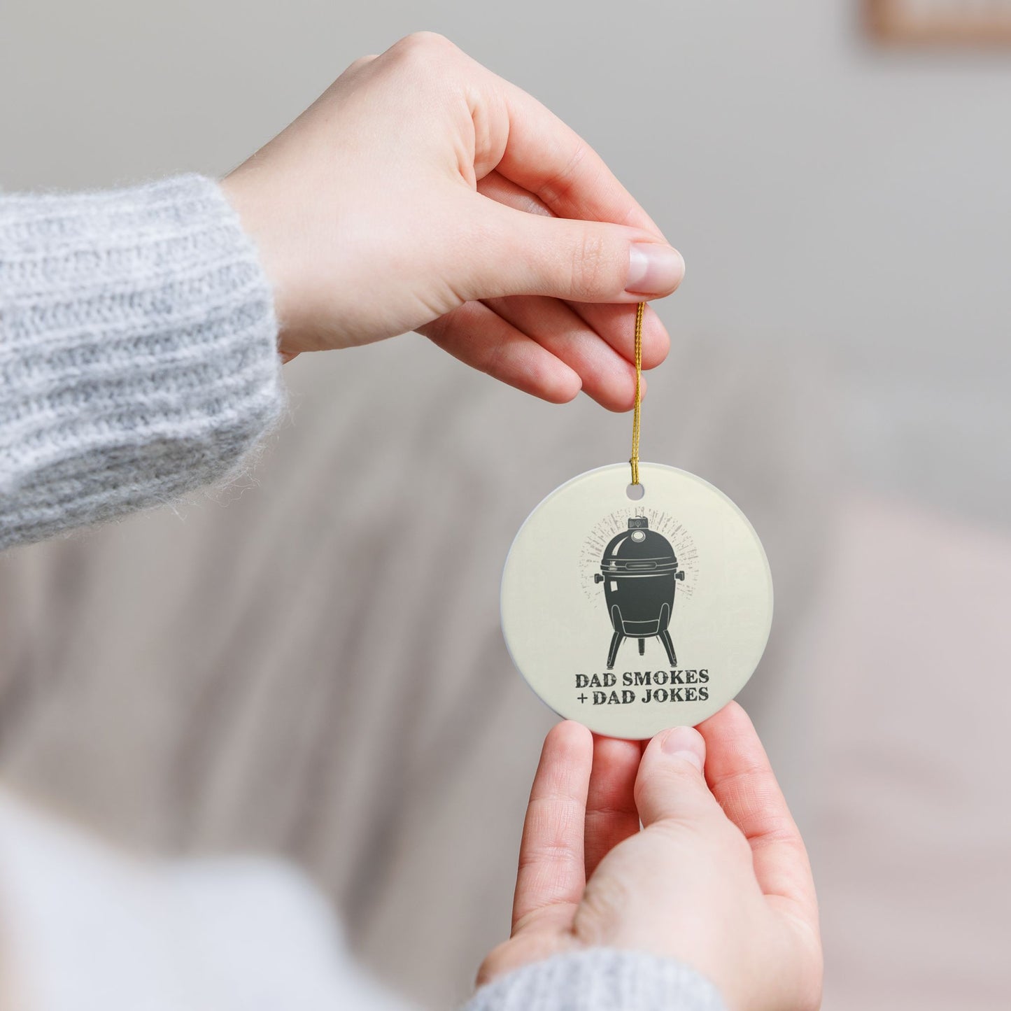 Father's Day Christmas ornament celebrating BBQ dads with dad jokes