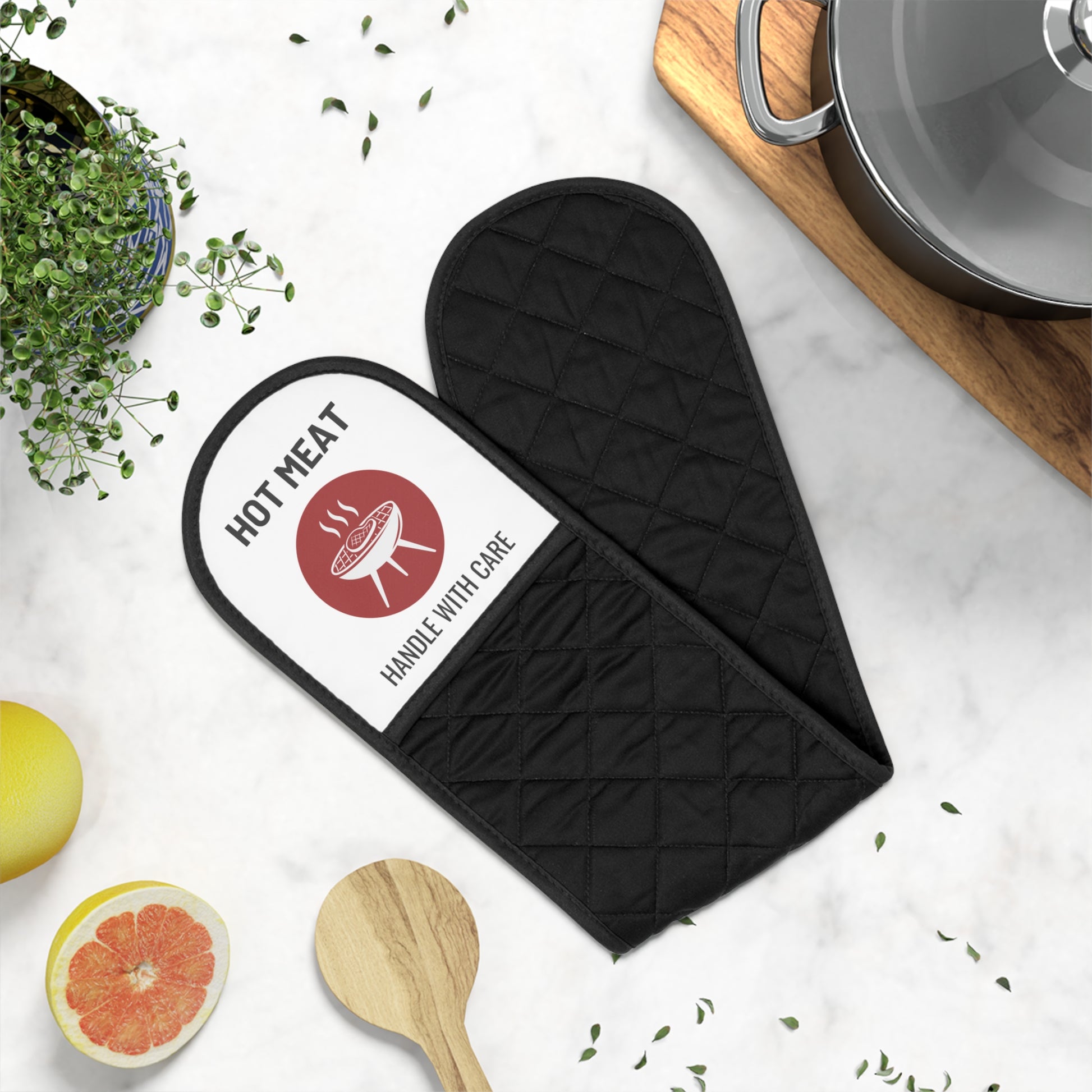 Gag gifts for grillers - Hot Meat Handle With Care mitt BBQ heat protection