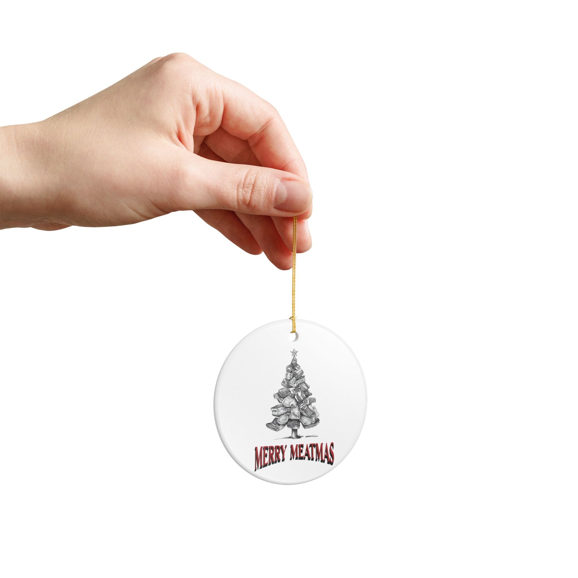 Gag gifts for grillers - funny Merry Meatmas Christmas tree ornament