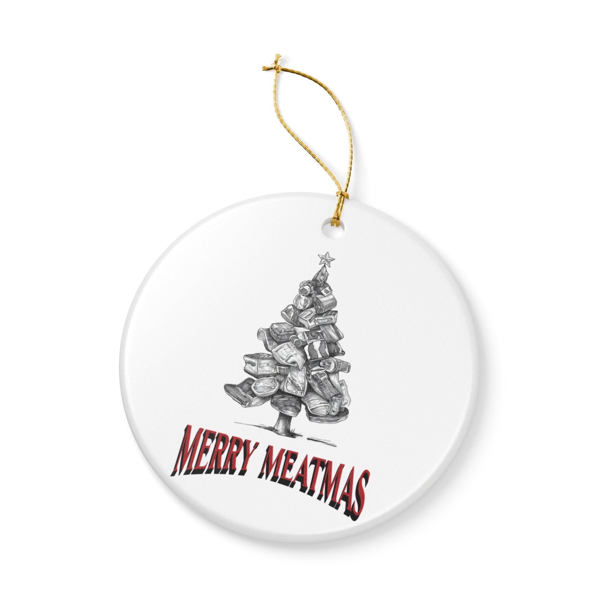 Premium ceramic BBQ gifts for men - Merry Meatmas holiday ornament