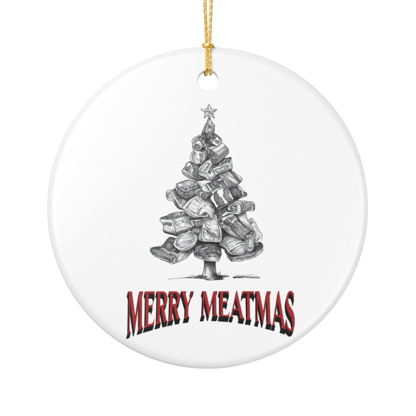 Funny Christmas ornament Merry Meatmas for BBQ grill masters and meat lovers