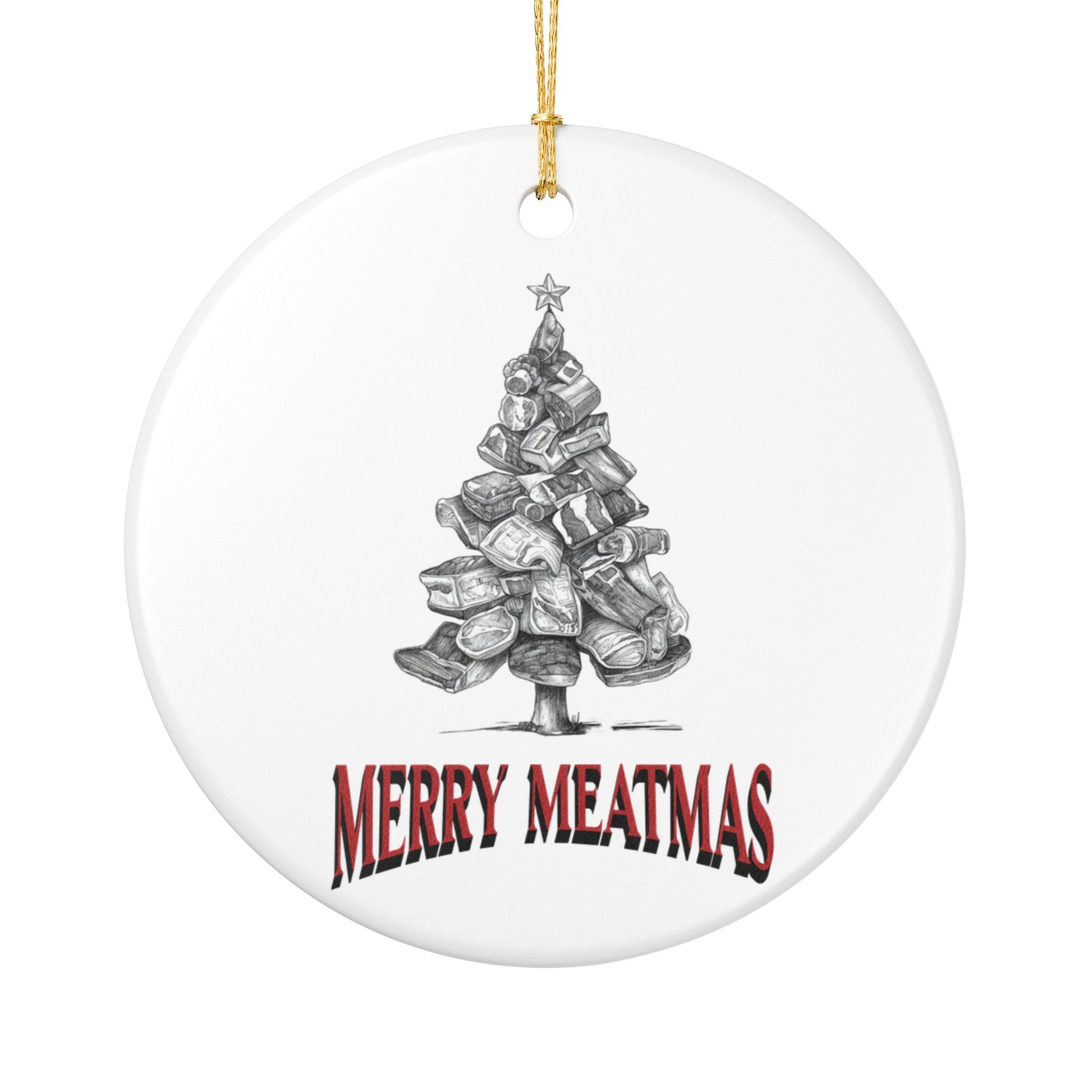 Funny Christmas ornament Merry Meatmas for BBQ grill masters and meat lovers