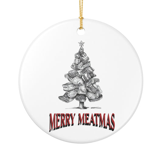 Funny Christmas ornament Merry Meatmas for BBQ grill masters and meat lovers