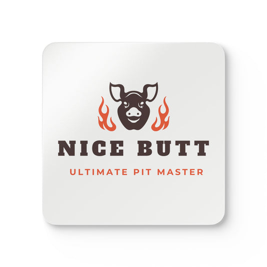 Funny BBQ coaster set Nice Butt glossy corkwood 4 pack grill master gifts