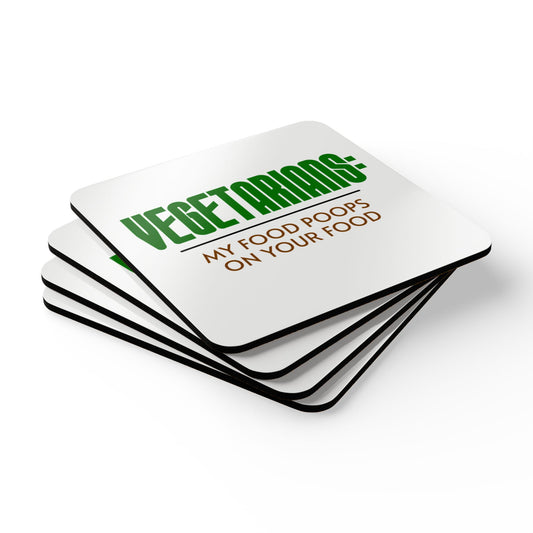 Funny BBQ coaster set Vegetarians My Food Poops carnivore humor 4 pack meat lover gifts