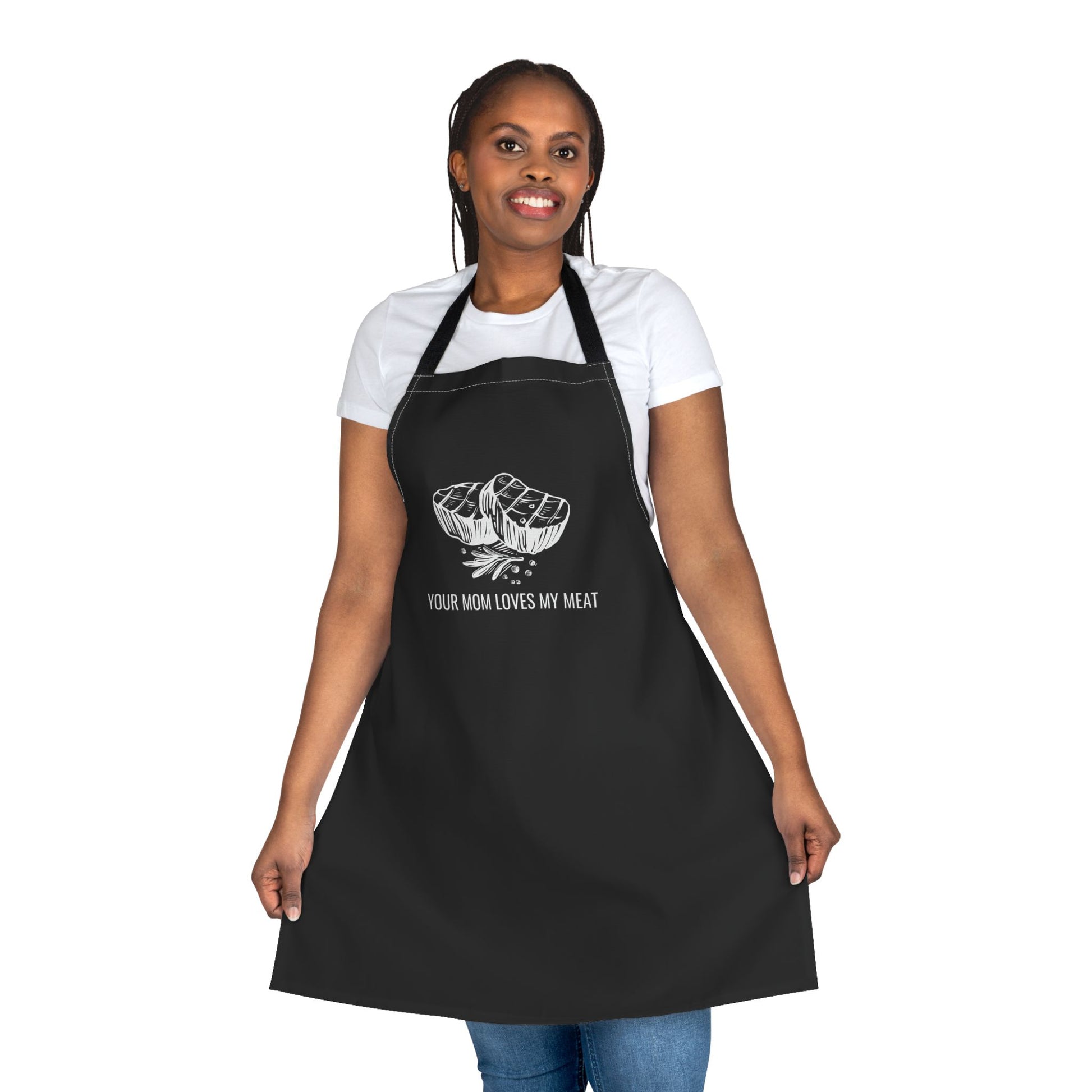Gag gifts for grillers - Your Mom Loves My Meat apron for BBQ enthusiasts