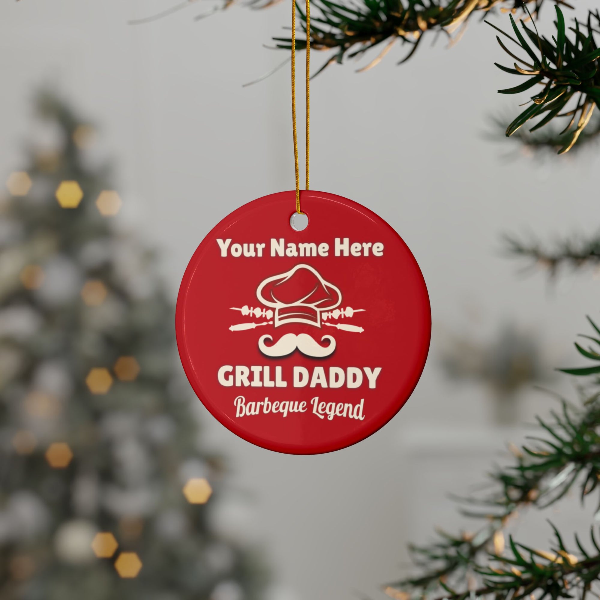 Grill Daddy Customized Ceramic Ornaments, 2-Side Print, (1pc)