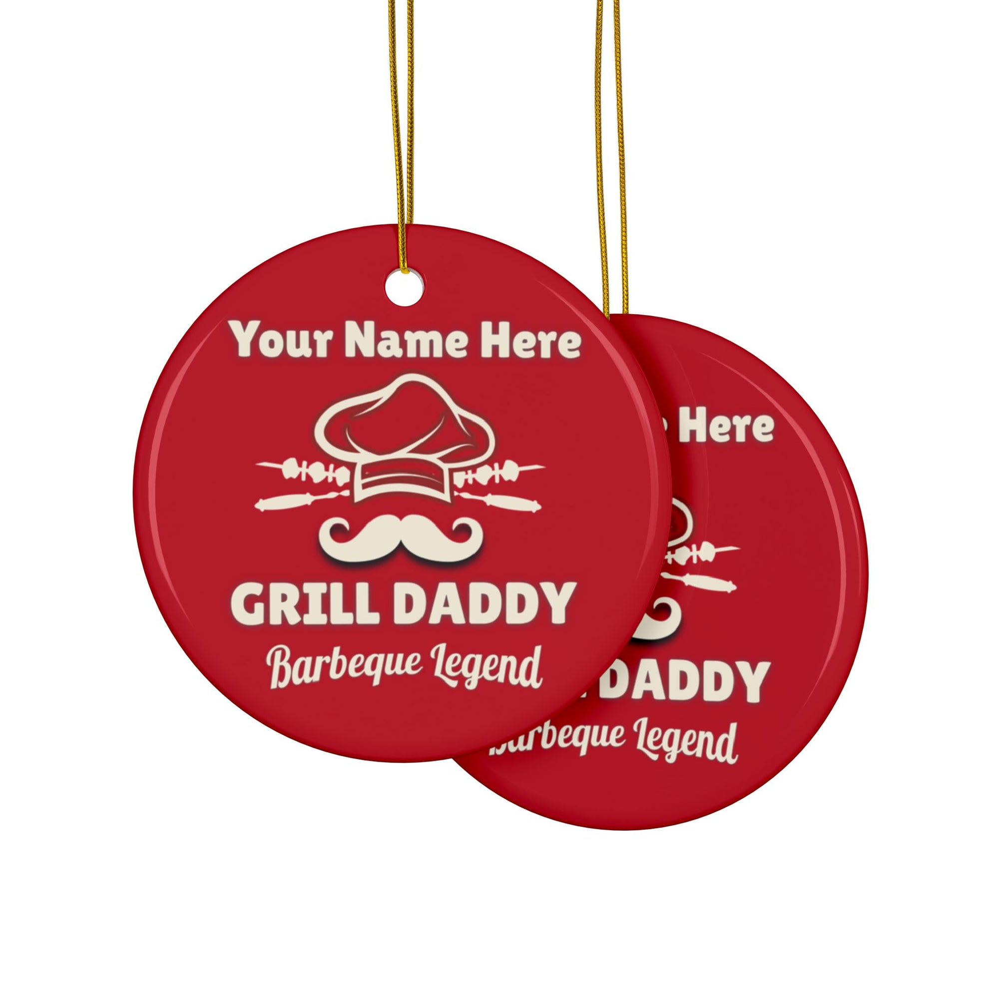 Grill Daddy Customized Ceramic Ornaments, 2-Side Print, (1pc)