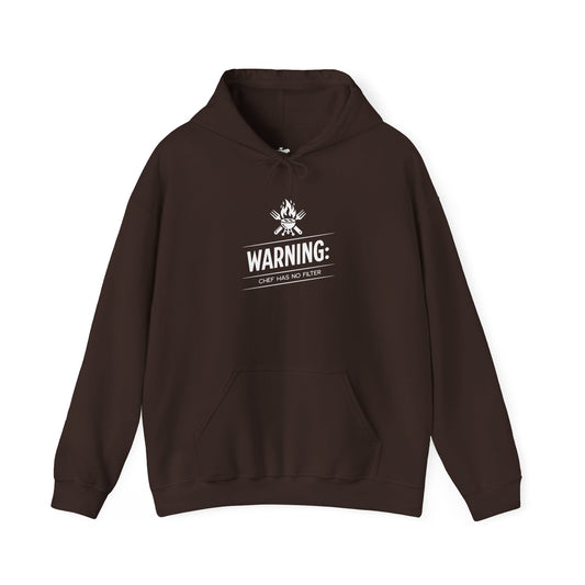 Funny BBQ sweatshirt with Warning Chef Has No Filter saying for grill masters