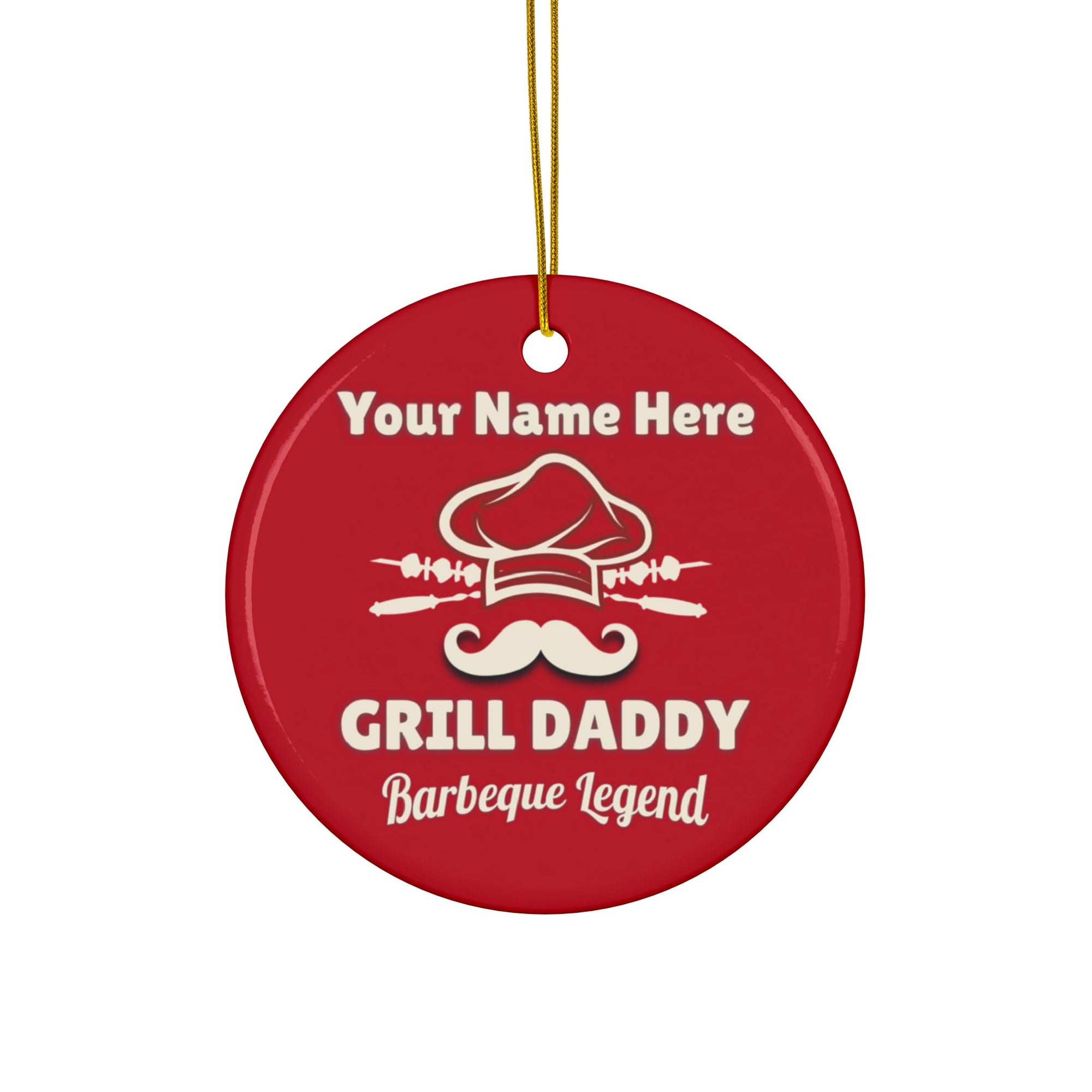 Grill Daddy Customized Ceramic Ornaments, 2-Side Print, (1pc)